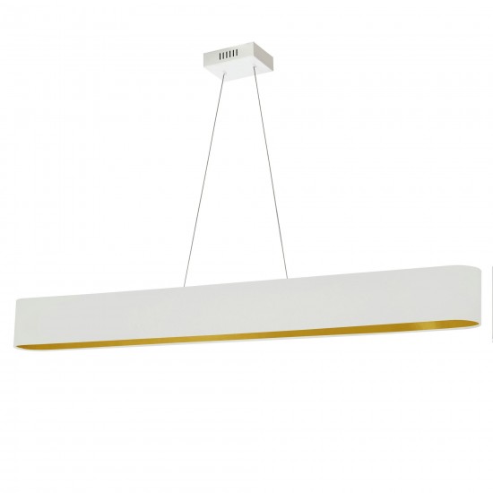 30W Horizontal Matte White Pendant w/ White/Gold Shade, AUB-R5030HP-MW-692