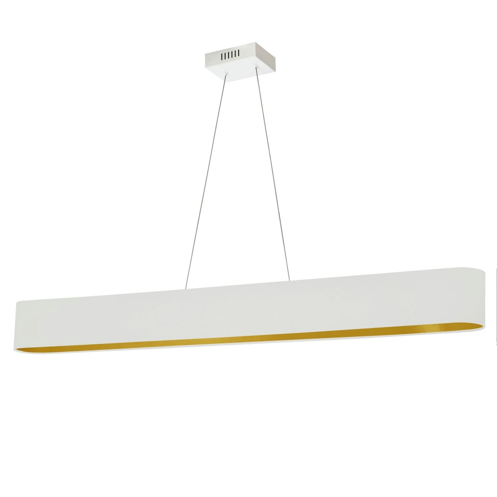 30W Horizontal Matte White Pendant w/ White/Gold Shade, AUB-R5030HP-MW-692