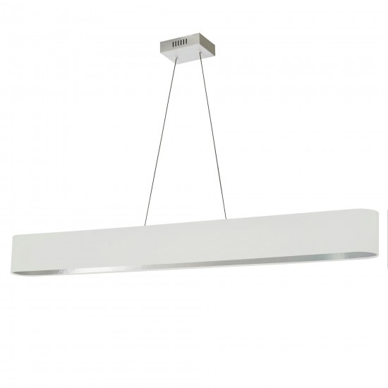 30W Horizontal Polished Chrome Pendant w/ White/Silver Shade, AUB-R5030HP-PC-691