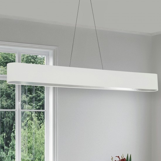 30W Horizontal Polished Chrome Pendant w/ White/Silver Shade, AUB-R5030HP-PC-691