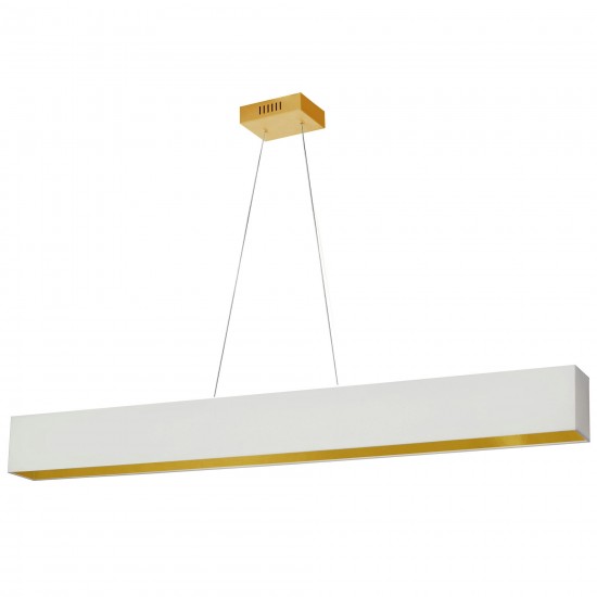 30W Horizontal Aged Brass Pendant w/ White/Gold Shade, AUB-S5130HP-AGB-692