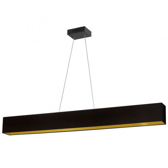 30W Horizontal Matte Black Pendant w/ Black/Gold Shade, AUB-S5130HP-MB-698