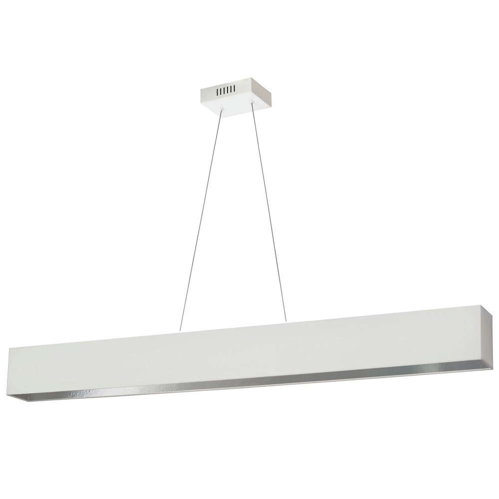 30W Horizontal Matte White Pendant w/ White/Silver Shade, AUB-S5130HP-MW-691