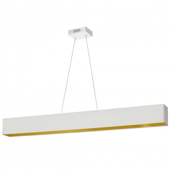 30W Horizontal Matte White Pendant w/ White/Gold Shade, AUB-S5130HP-MW-692