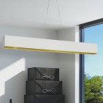 30W Horizontal Matte White Pendant w/ White/Gold Shade, AUB-S5130HP-MW-692