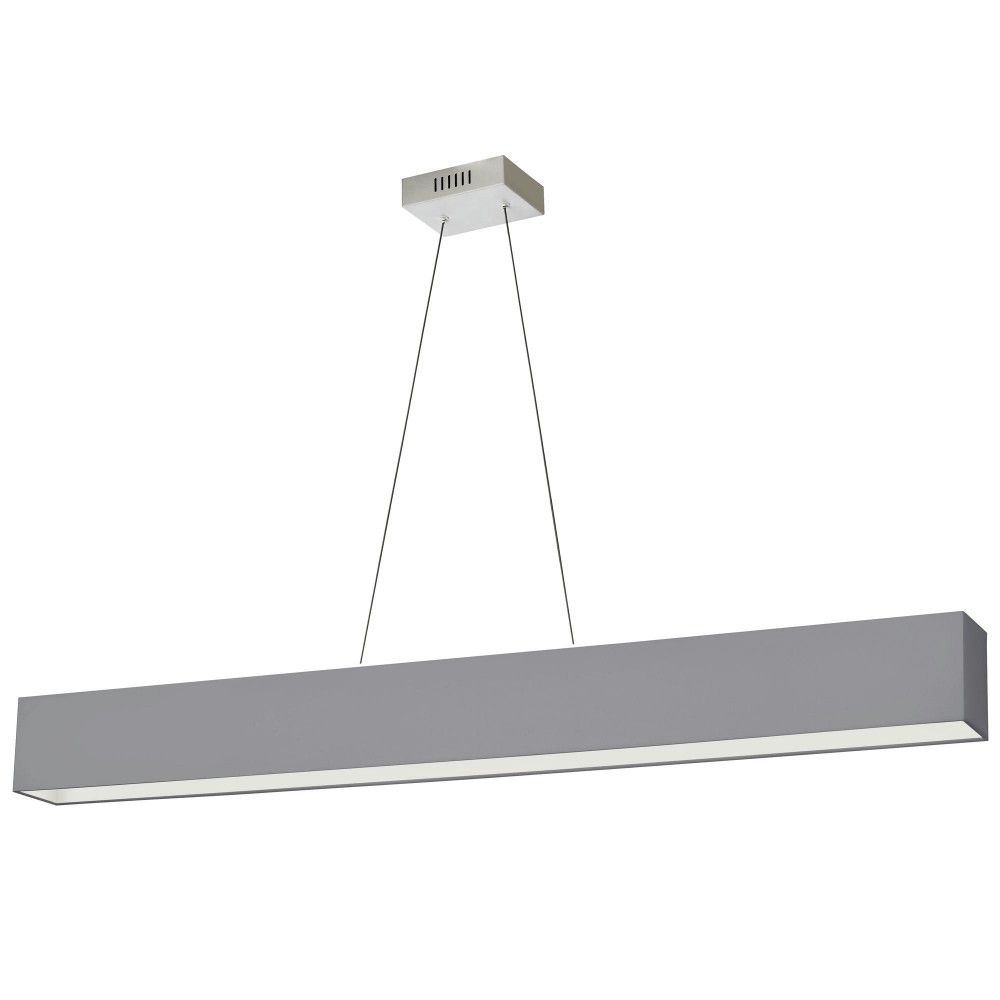 30W Horizontal Polished Chrome Pendant w/ Grey Shade