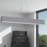 30W Horizontal Polished Chrome Pendant w/ Grey Shade