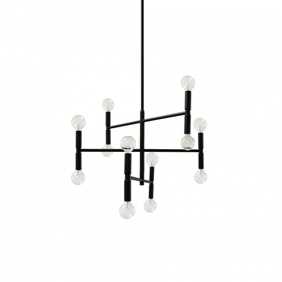 12 Light Incandescent Chandelier Matte Black Finish