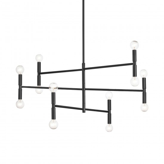 Ava 12 Light Incandescent Matte Black Chandelier , AVA-3012C-MB