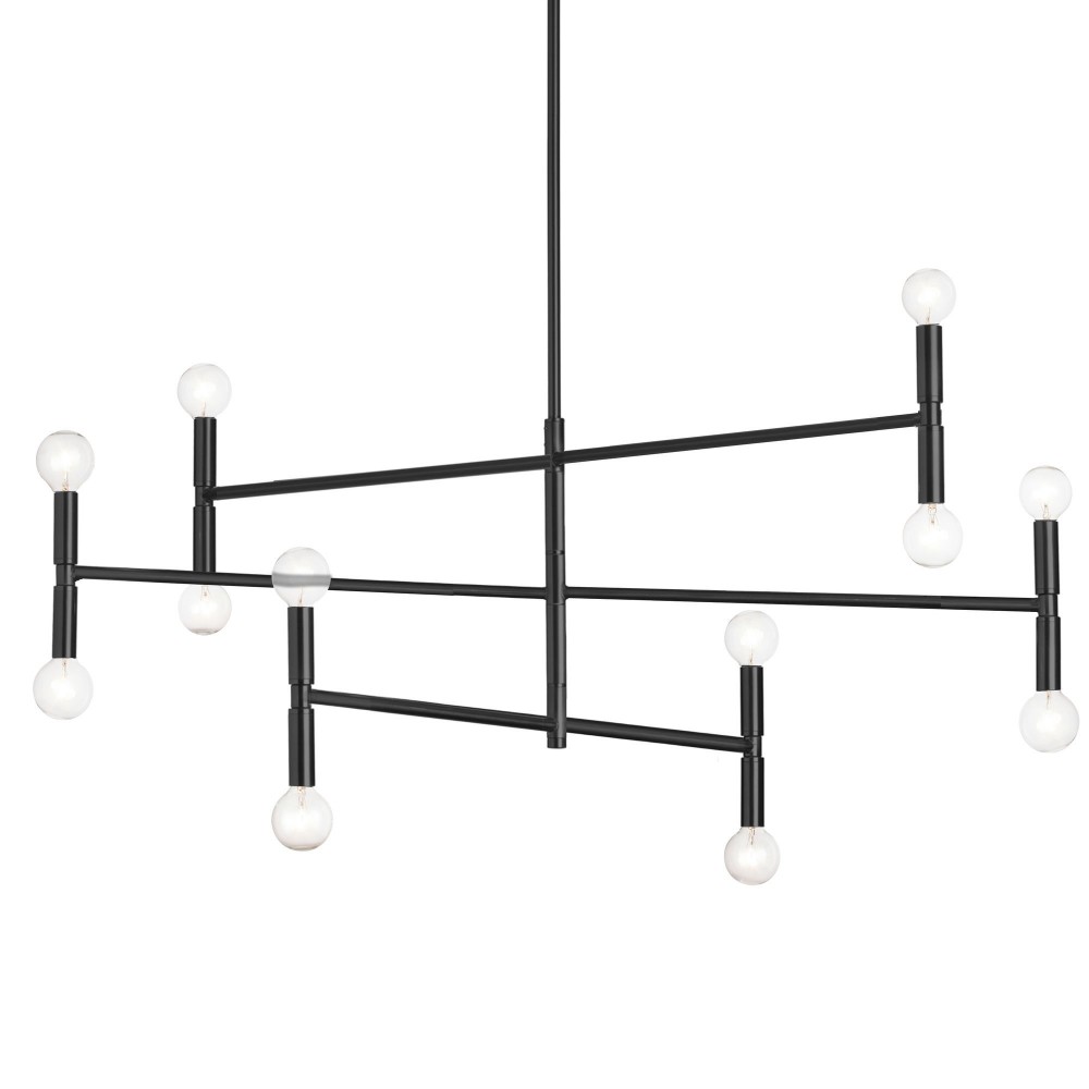 Ava 12 Light Incandescent Matte Black Chandelier , AVA-4012C-MB