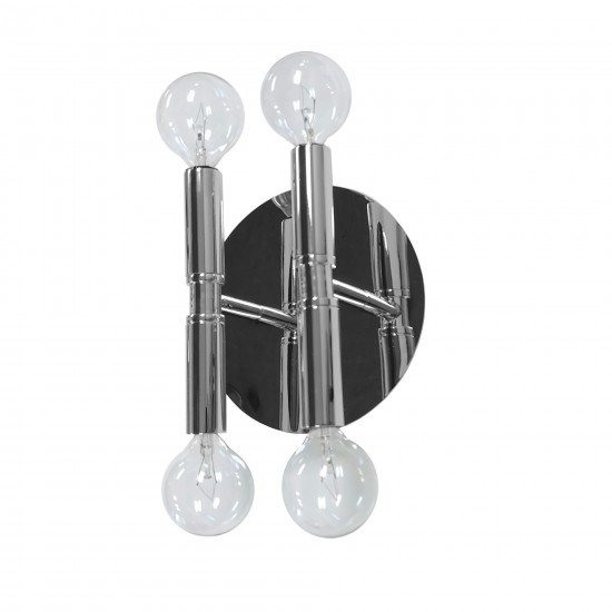 4 Light Incandescent Wall Sconce, Polished Chrome