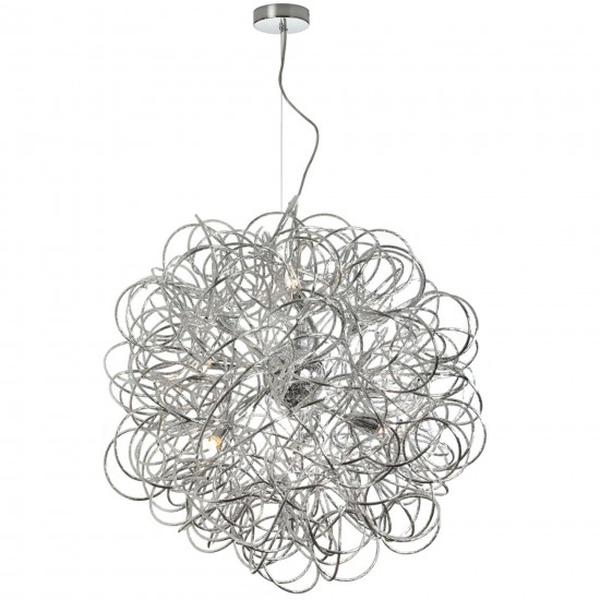 8 Light Tubular Pendant,Polished Chrome Finish