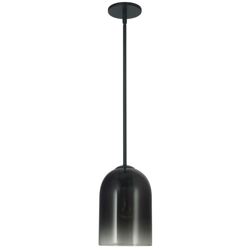 1 Light Pendant, Matte Black with Black / Clear Glass