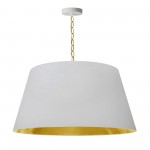 1 Light Brynn LG Pendant, White/Gold Shade, Aged Brass