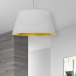 1 Light Brynn LG Pendant, White/Gold Shade, Aged Brass