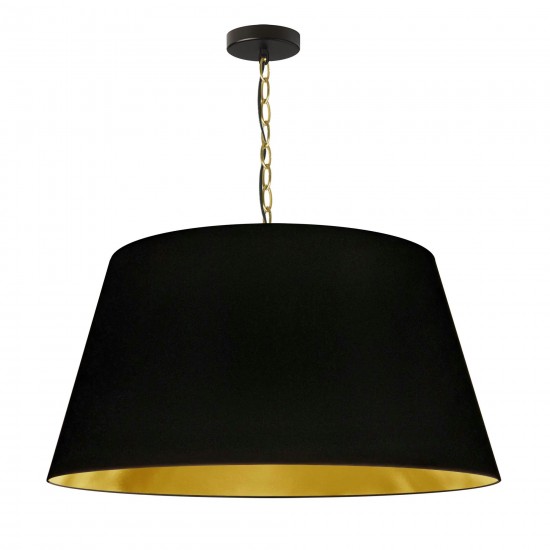 1 Light Brynn LG Pendant, Black/Gold Shade, Aged Brass