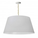 1 Light Brynn Large Pendant, White Shade, Aged Brass