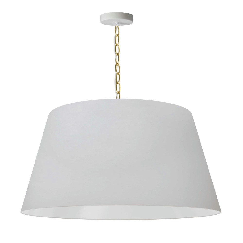 1 Light Brynn Large Pendant, White Shade, Aged Brass