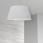 1 Light Brynn Large Pendant, White Shade, Aged Brass