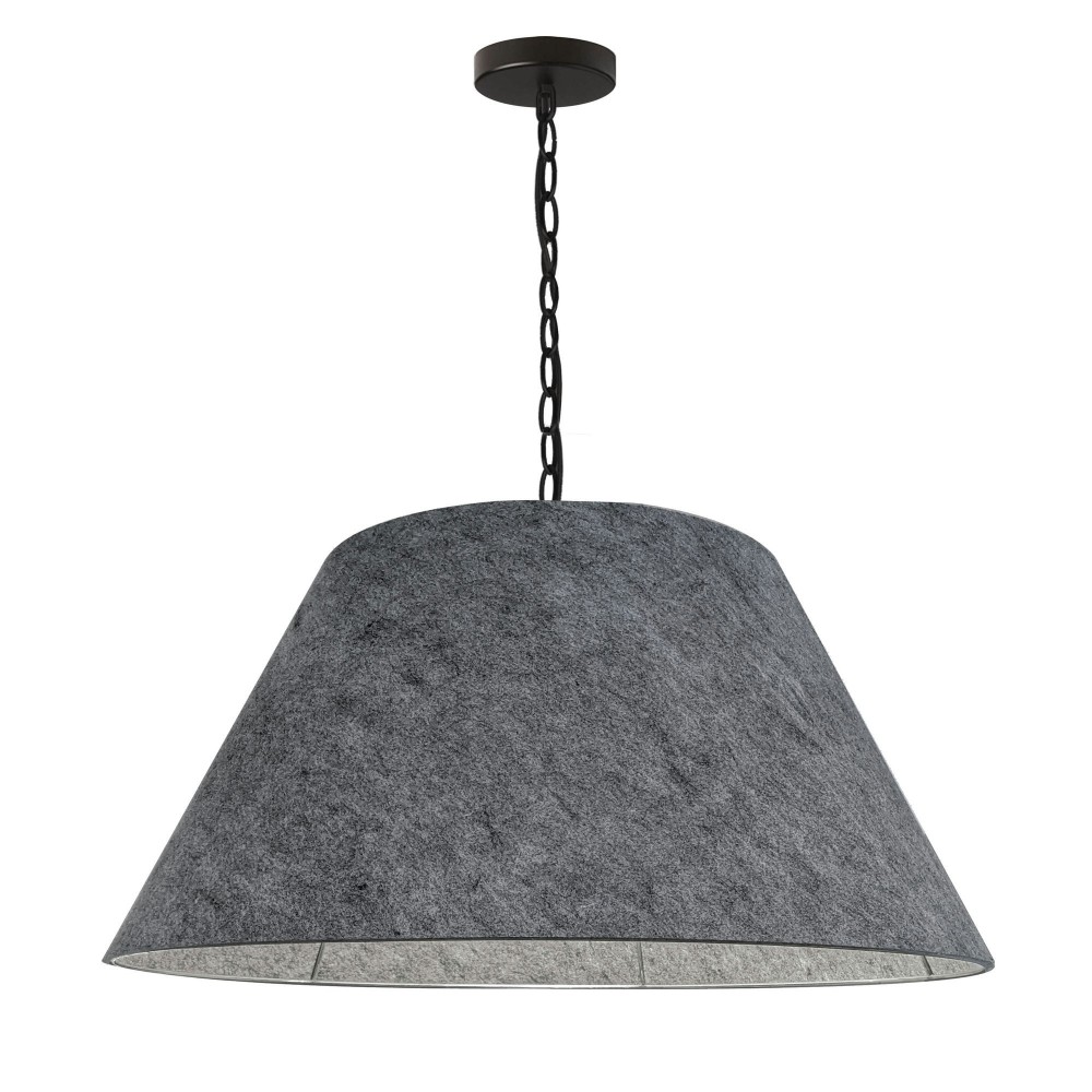 1 Light Large Brynn Black Pendant w/ Grey Felt