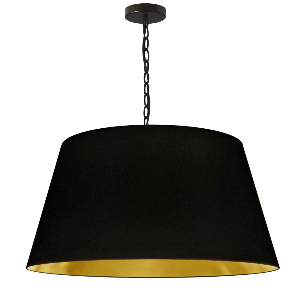 1 Light Brynn Large Pendant, Black/Gold Shade, Black