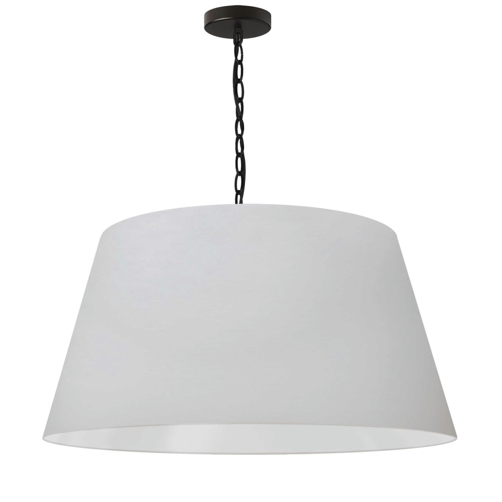 1 Light Brynn Large Pendant, White Shade, Black 1 Light Brynn Large Pendant, White Shade, Black