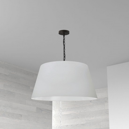 1 Light Brynn Large Pendant, White Shade, Black