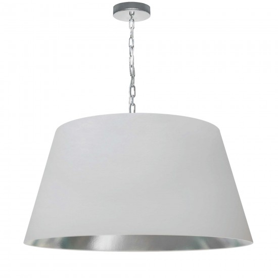 1 Light Brynn Large Pendant, White/Silver Shade, Polished Chrome