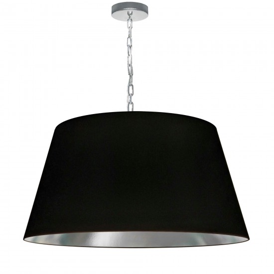 1 Light Brynn Large Pendant, Black/Silver Shade, Polished Chrome