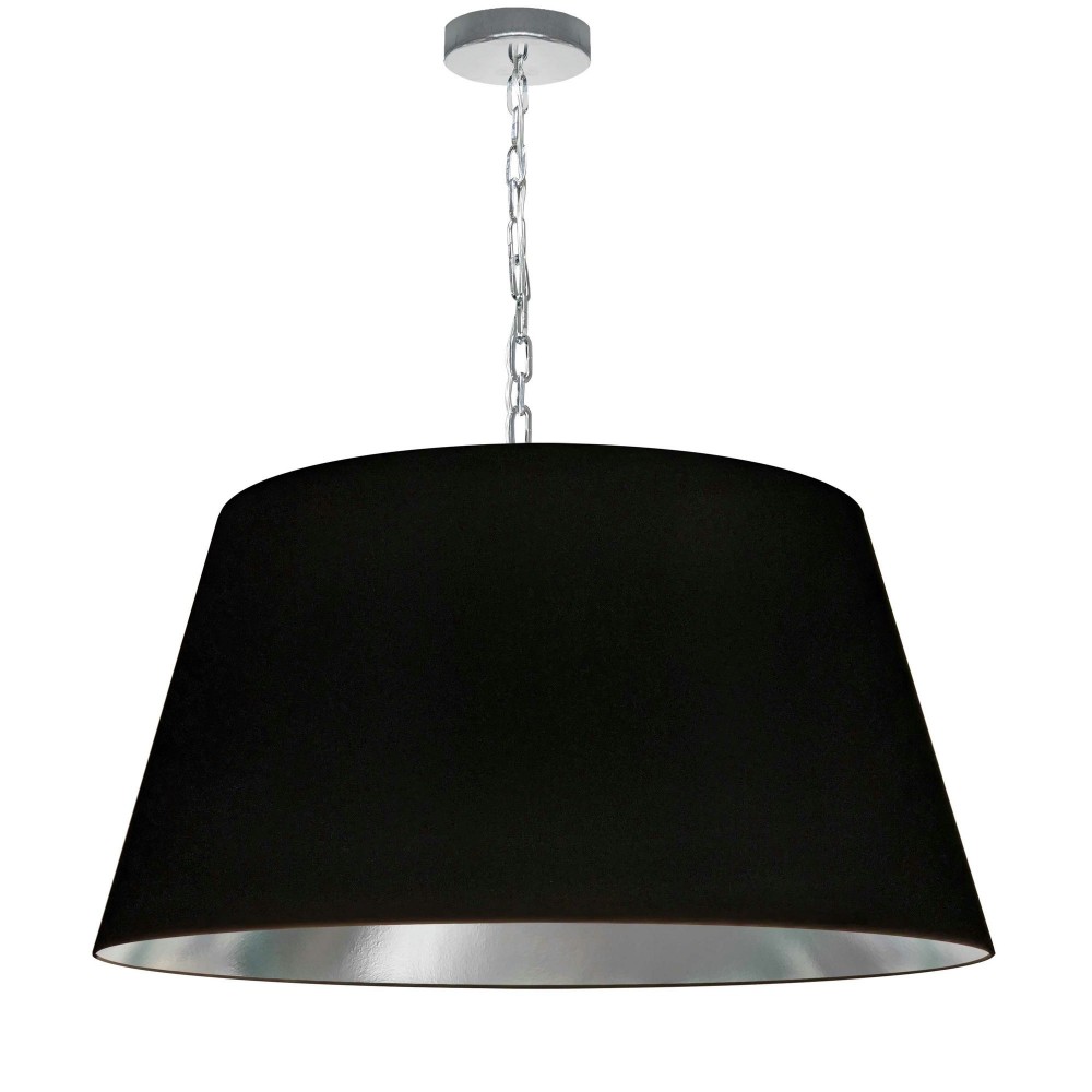 1 Light Brynn Large Pendant, Black/Silver Shade, Polished Chrome 1 Light Brynn Large Pendant, Black/Silver Shade, Polished Chrome