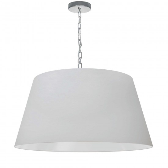 1 Light Brynn Large Pendant, White Shade, Polished Chrome