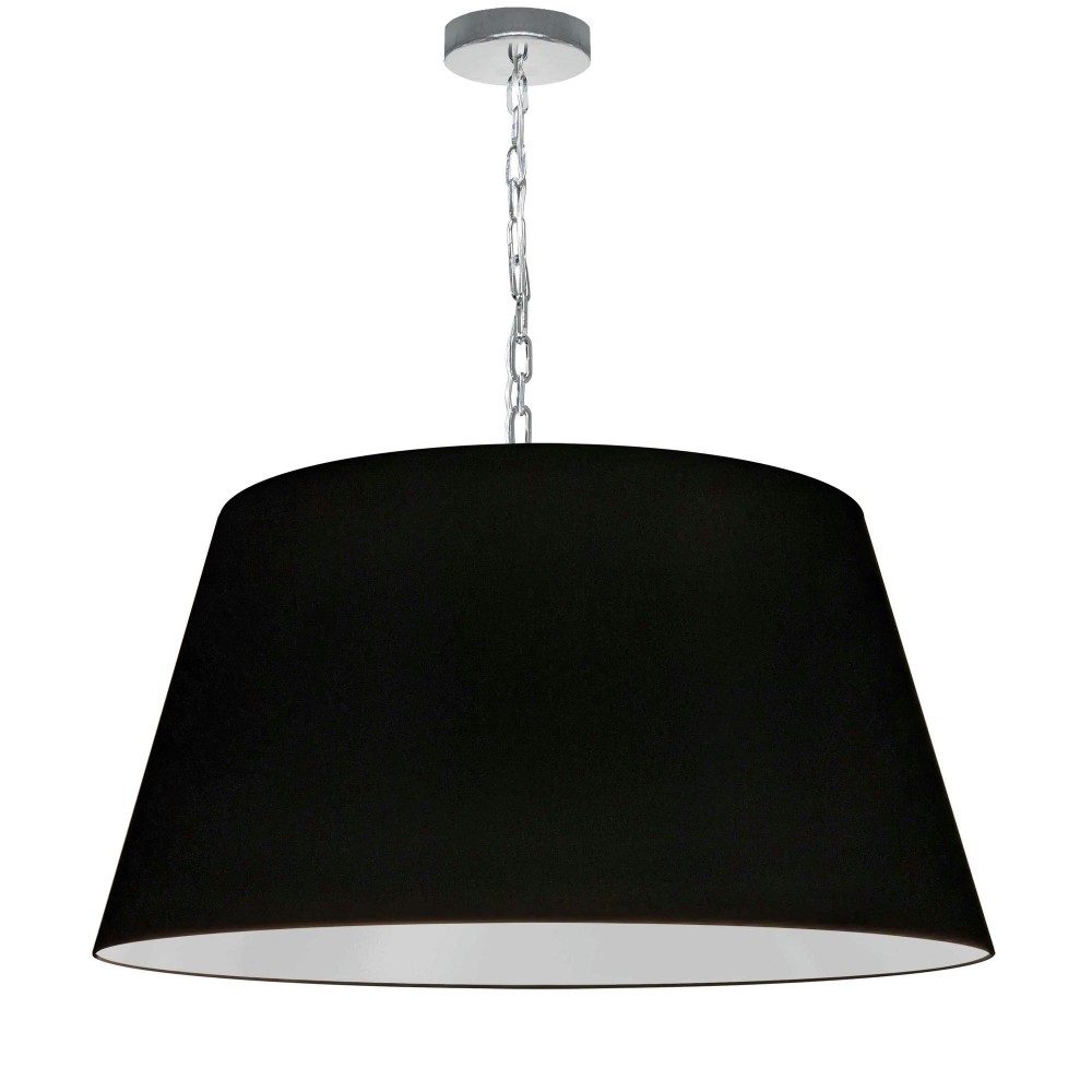 1 Light Brynn Large Pendant, Black Shade, Polished Chrome