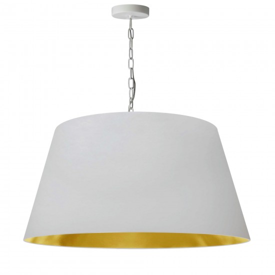 1 Light Brynn Large Pendant, White/Gold Shade,White