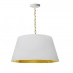 1 Light Brynn Medium Pendant, White/Gold Shade, Aged Brass