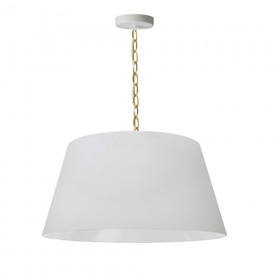 1 Light Brynn Medium Pendant, White Shade, Aged Brass