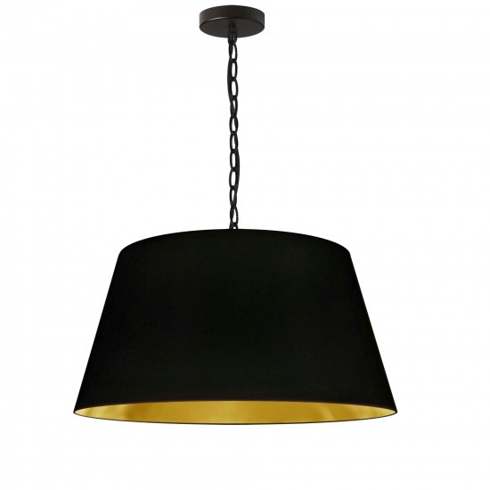 1 Light Brynn Medium Pendant, Black/Gold Shade, Black