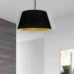 1 Light Brynn Medium Pendant, Black/Gold Shade, Black