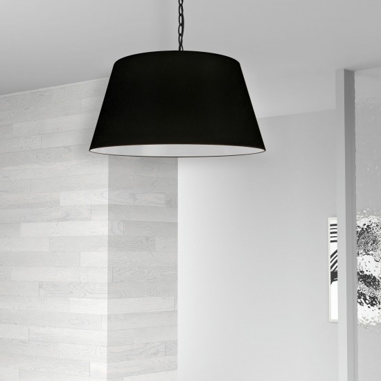 1 Light Brynn Medium Pendant, Black Shade, Black