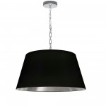 1 Light Brynn Medium Pendant, Black/Silver Shade, Polished Chrome