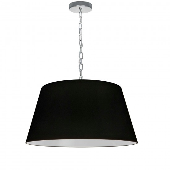 1 Light Brynn Medium Pendant, Black Shade, Polished Chrome