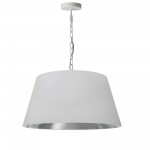 1 Light Brynn Medium Pendant, White/Silver Shade, White