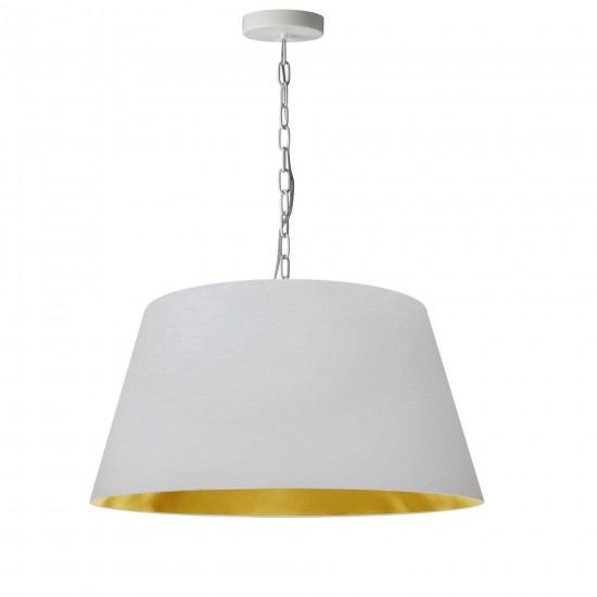 1 Light Brynn Medium Pendant, White/Gold Shade, White