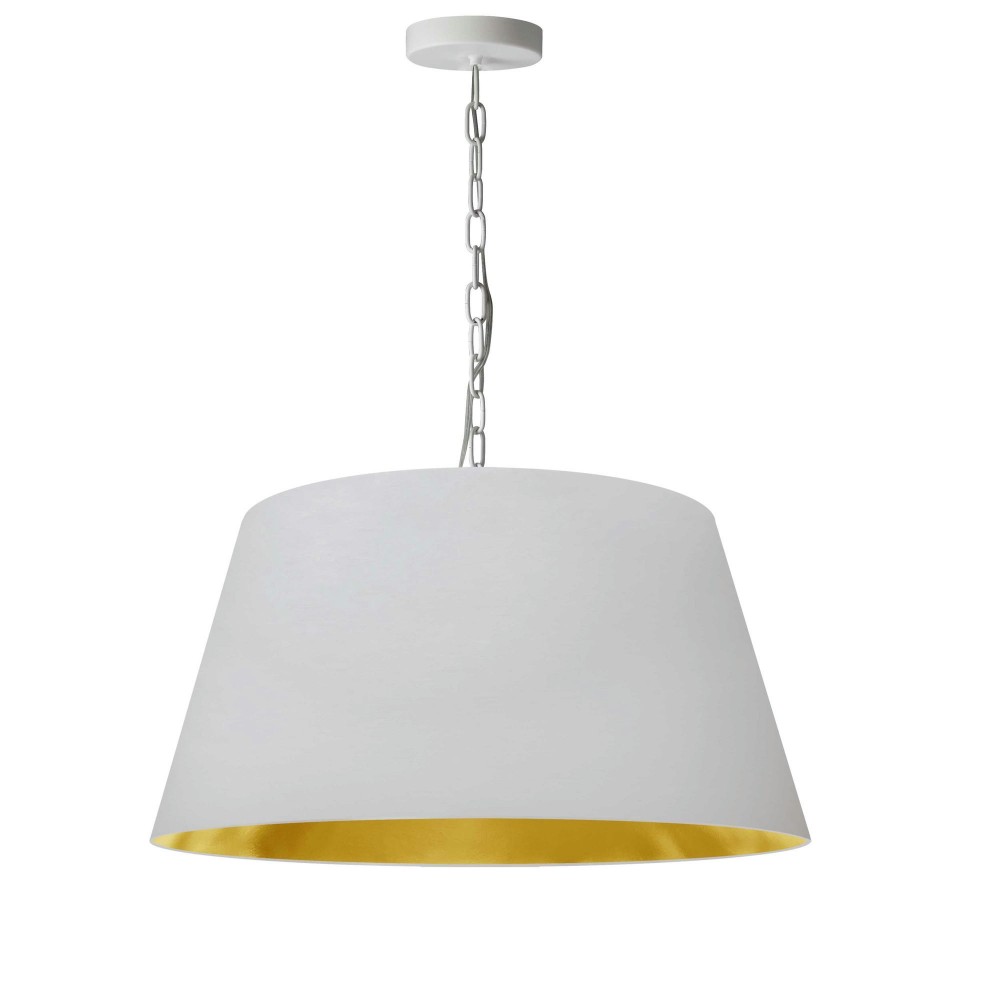 1 Light Brynn Medium Pendant, White/Gold Shade, White 1 Light Brynn Medium Pendant, White/Gold Shade, White