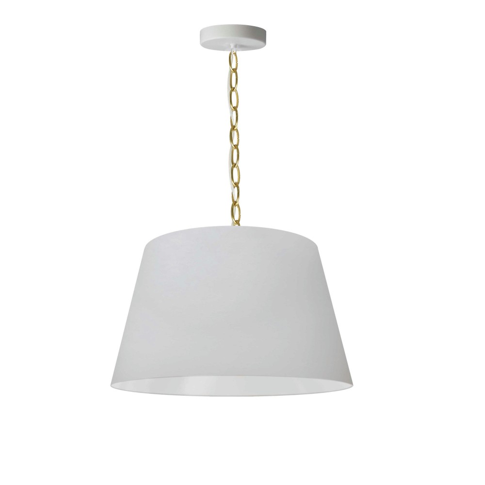 1 Light Brynn Small Pendant, White Shade, Aged Brass