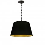 1 Light Brynn Small Pendant, Black/Gold Shade, Black