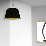 1 Light Brynn Small Pendant, Black/Gold Shade, Black