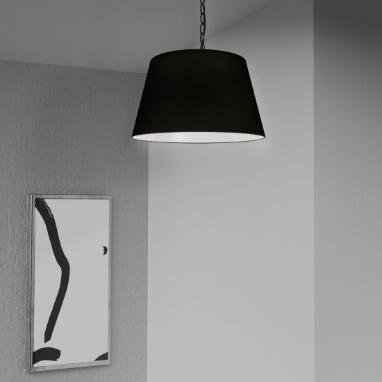 1 Light Brynn Small Pendant, Black Shade, Black