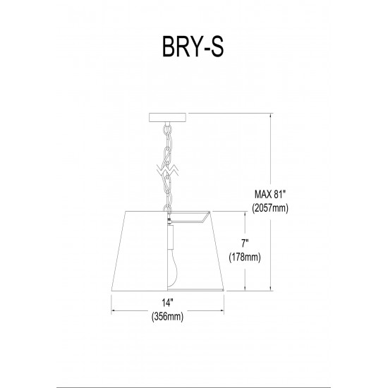1 Light Brynn Small Pendant, Black Shade, Black
