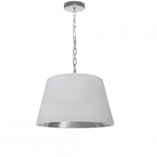 1 Light Brynn Small Pendant, White/Silver Shade, Polished Chrome