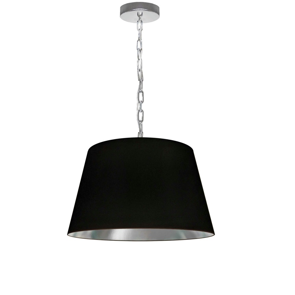 1 Light Brynn Small Pendant, Black/Silver Shade, Polished Chrome